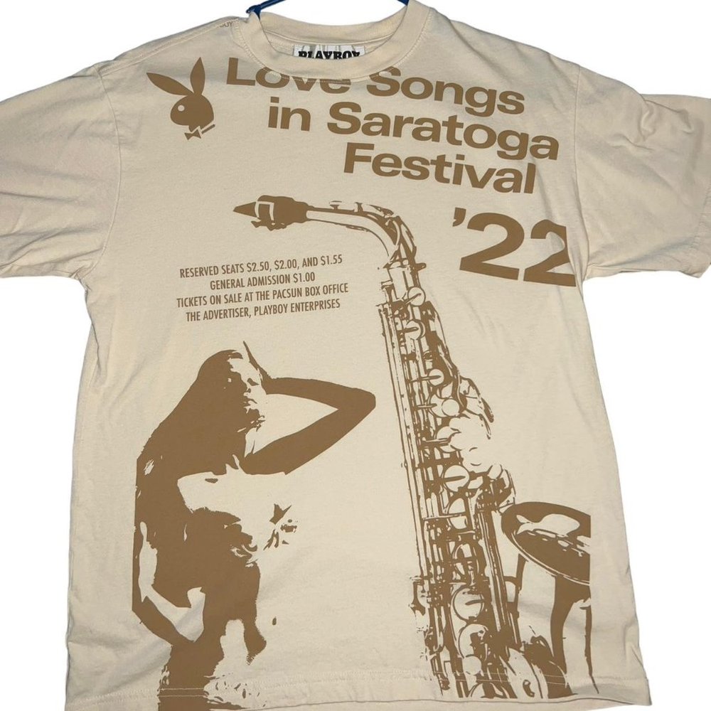 Playboy Men's Cream and Brown T-shirt